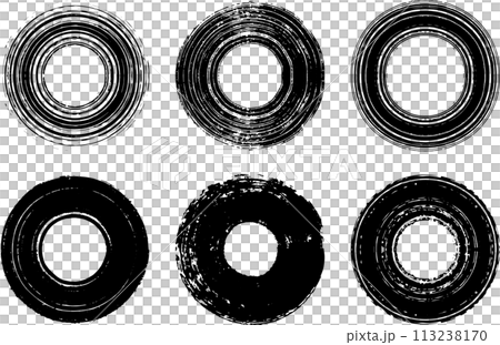 ブラシで描いたドーナツのような円のセット ブラシで描いたドーナツのような円のセット 113238170