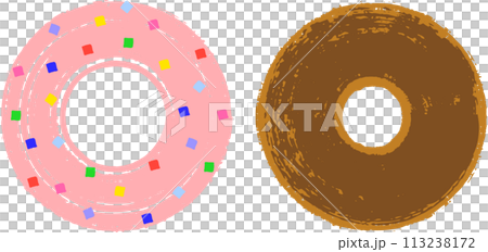 看起來像是用畫筆畫的甜甜圈的插圖 113238172