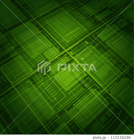 Green Circuit Board Pattern With Abstract Design 113238286