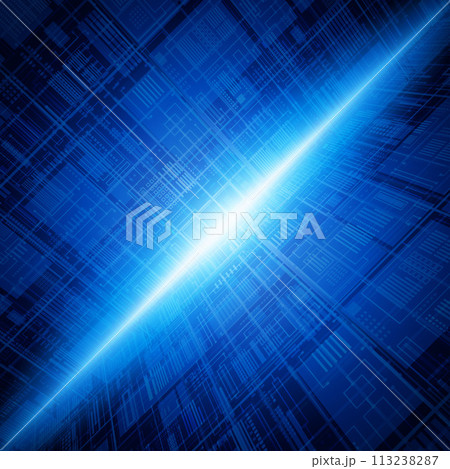 Blue Circuit Board Pattern With Abstract Design 113238287