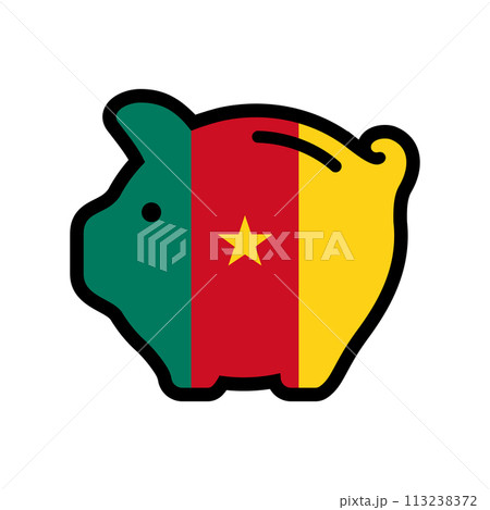 piggy bank with flag icon, vector symbol. piggy bank with flag icon, vector symbol. 113238372