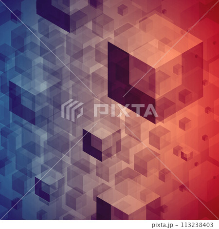 Red and Blue Abstract Background With Cubes Red and Blue Abstract Background With Cubes 113238403