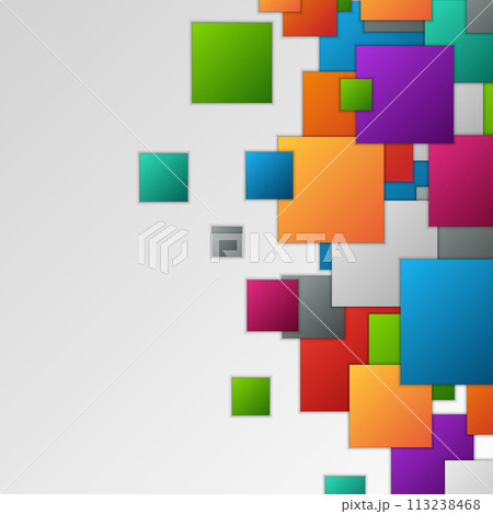 Colorful Abstract Geometric Shapes on Grey Gradient 113238468