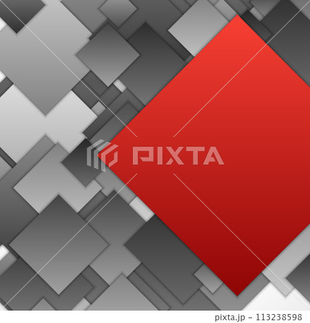 Geometric Abstraction With Red Square and Grayscale Blocks Geometric Abstraction With Red Square and Grayscale Blocks 113238598