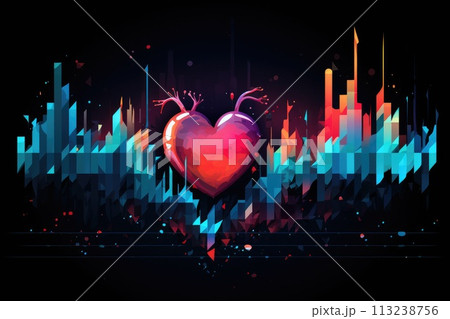 heartbeat abstract colorful illustration on dark background 113238756