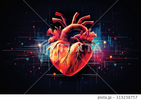 heartbeat abstract colorful illustration on dark background 113238757
