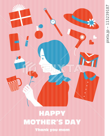 母の日のイラスト素材セット ベクター お洒落 5月 ギフト 母の日のイラスト素材セット ベクター お洒落 5月 ギフト 113239187