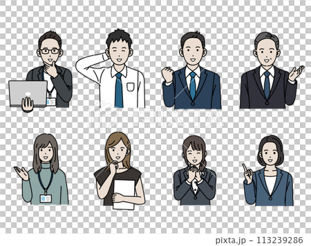 ビジネスパーソン、フリーランスで働く人々のイラスト 113239286