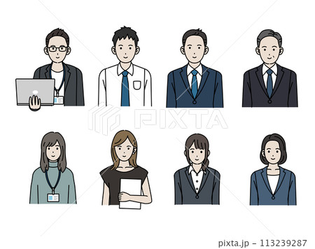 ビジネスパーソン、フリーランスで働く人々のイラスト 113239287