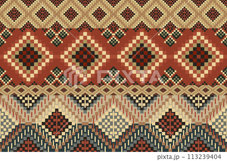 Navajo tribal vector seamless pattern. Native American ornament. Ethnic South Western decor style. Boho geometric ornament. Vector seamless pattern. Mexican blanket, rug. Woven carpet illustration. 113239404
