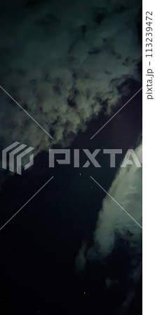 The appearance of the sky with beautiful clouds and the moon on a very quiet night 113239472