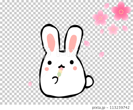 Rabbit eating cherry blossom viewing dango Rabbit eating cherry blossom viewing dango 113239742