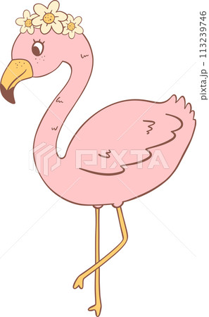 Groovy retro summer flamingo 113239746