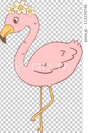 Groovy retro summer flamingo 113239746