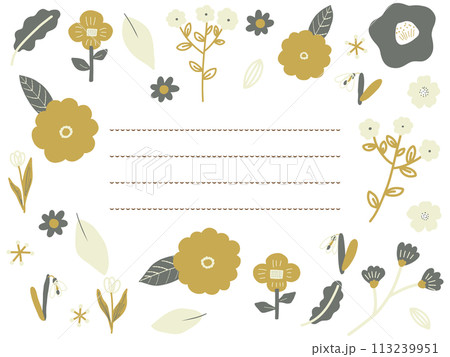 北欧風秋色のお花手紙フレーム 113239951