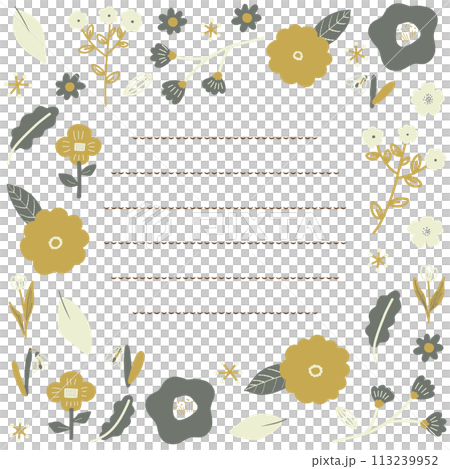 北欧風秋色のお花手紙フレーム 113239952