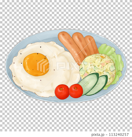 一個美味的煎蛋的插圖 113240257