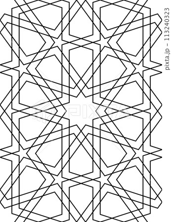 Seamless geometric ornament based on traditional islamic art. Black and white. 113240323