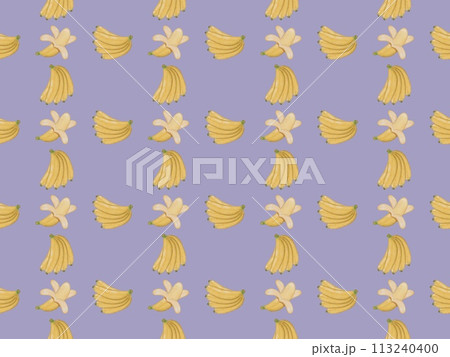 Seamless pattern banana set, hand drawn,watercolor paint,background  color image. 113240400