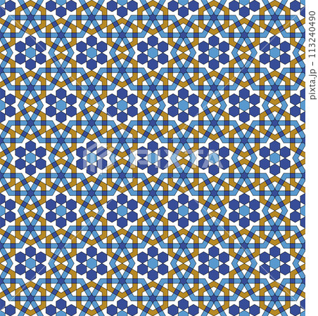 Seamless arabic tradition geometric ornament in color. Seamless arabic tradition geometric ornament in color. 113240490