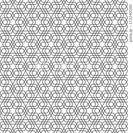 Seamless geometric ornament based on traditional islamic art. Black and white. 113240500