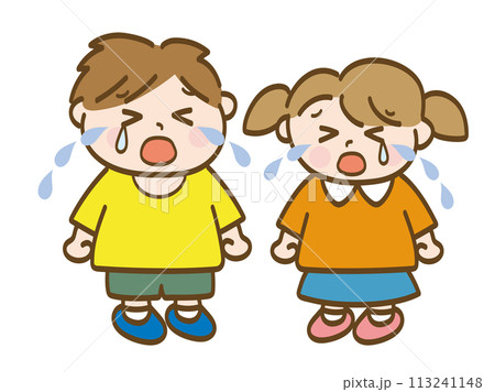 大泣きする男の子と女の子の全身イラスト_小学生低学年_幼児 113241148