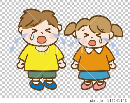 大泣きする男の子と女の子の全身イラスト_小学生低学年_幼児 113241148
