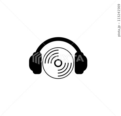 CD DVD with Headphones Flat Vector Icon 113241569