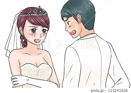 結婚式で喧嘩している新郎新婦 113241826