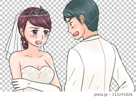 結婚式で喧嘩している新郎新婦 113241826