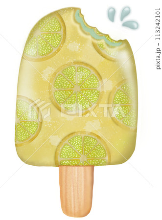 popsicle fruit set collection cut out illustrations hand drawn style catoon watercolor paint. popsicle fruit set collection cut out illustrations hand drawn style catoon watercolor paint. 113242101