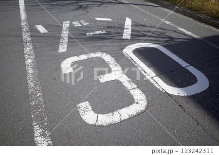 道路に書かれたゾーン30の文字 道路に書かれたゾーン30の文字 113242311