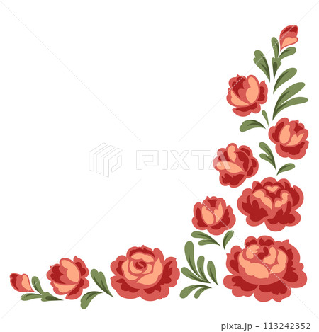 Background with baroque flowers. Beautiful decorative vintage plants and leaves. 113242352