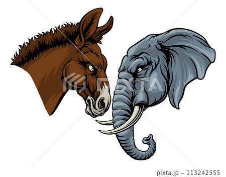 Republican Democrat Elephant Donkey Party Politics Republican Democrat Elephant Donkey Party Politics 113242555