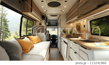 Cozy and Modern Van Life Interior Design 113242960