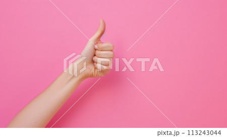 Cute girl showing thumb up 113243044