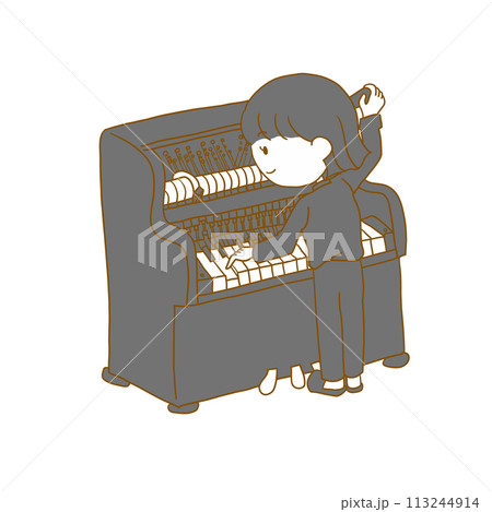 ピアノの調律をする女性調律師 113244914