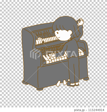 ピアノの調律をする女性調律師 113244914