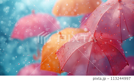 カラフルなビニール傘 113244997