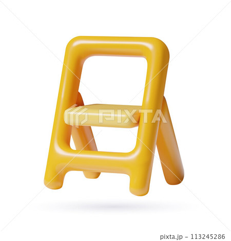 Ladder icon 3d render portable folding stepladder minimal three dimensional cute vector illustration 113245286