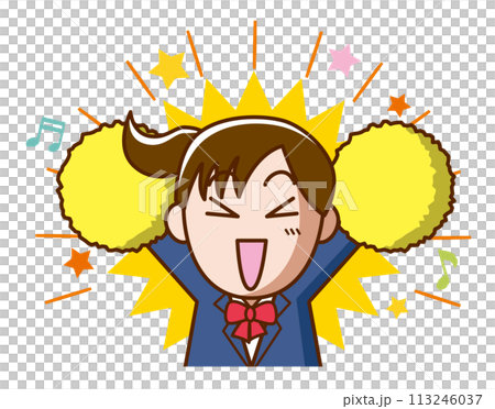 A girl in a uniform cheering enthusiastically (blazer) 113246037