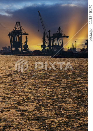 Port and industrial zone in Taranto, Apulia, Italy 113246170