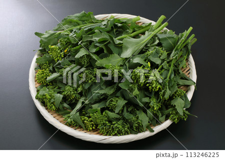 ザルに盛られたかき菜 ザルに盛られたかき菜 113246225