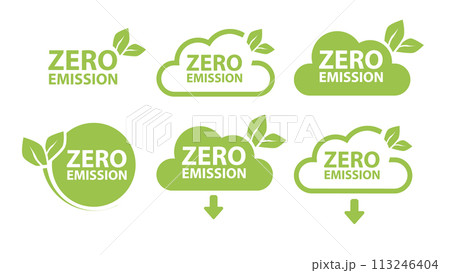 Zero Emission. Carbon neutral. Zero greenhouse gas emissions objective. Vector 113246404