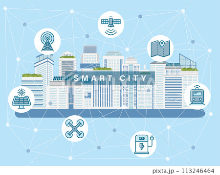 スマートシティ　テクノロジーを活用した街並み 113246464
