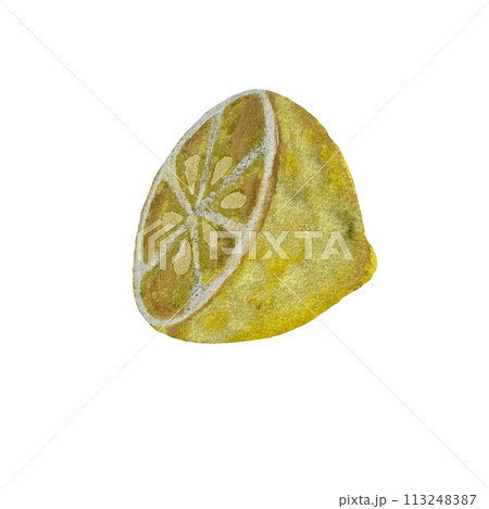 Lemon fruit yellow half a watercolor illustration 113248387