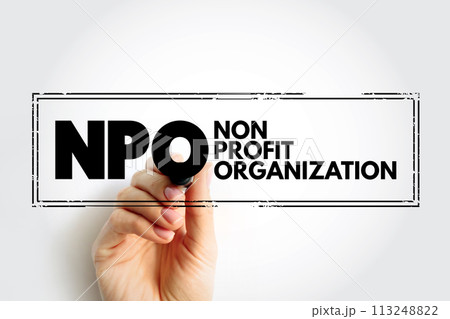 NPO - Non-Profit Organization is a legal entity organized and operated for a collective, public or social benefit, acronym concept stamp 113248822