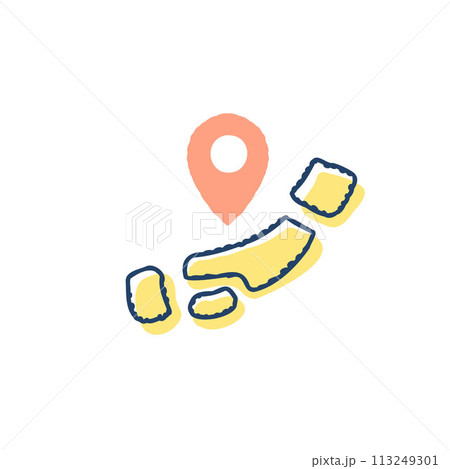日本地図と目的地マーク　 113249301