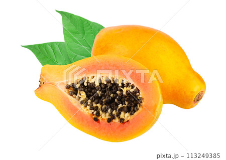 ripe cut papaya isolated on a white background 113249385