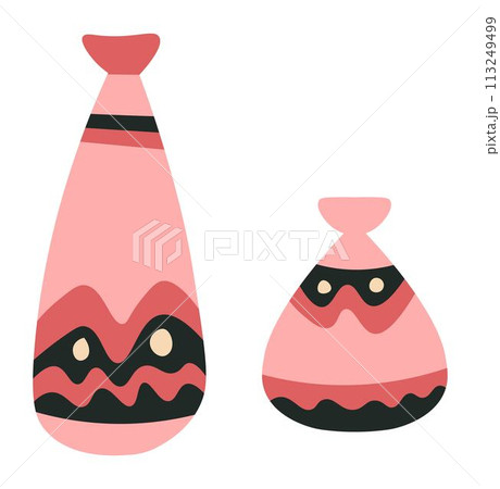Handmade pottery, vase or cups with ornaments Handmade pottery, vase or cups with ornaments 113249499